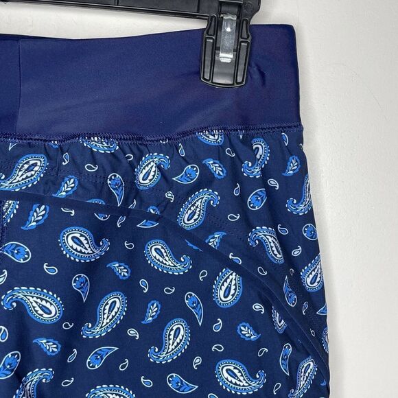 LANDS END Swim Short Womens 2 Navy Paisley Print NEW 5" Comfort Waist Pockets - Picture 6 of 7